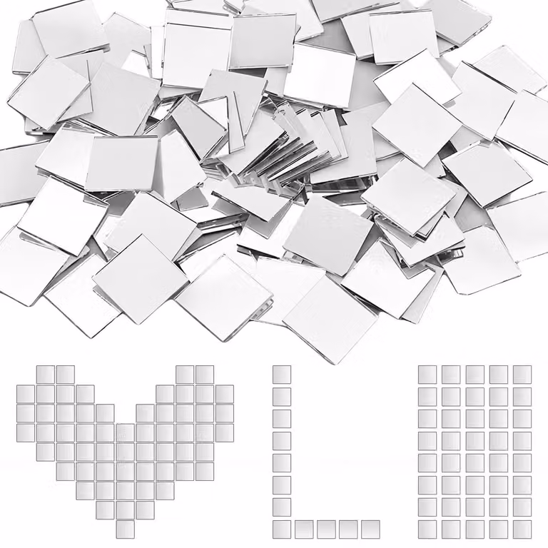 Dailygoods Spiegeltegels Zelfklevend - Set van 100 - Decoratieve Mozaïek Tegels - Vierkante Spiegels - 2 x 2 cm