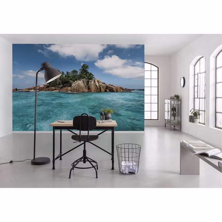 home24 Fotobehang Schateiland, Multicolour/Blauw, B: 450 cm, H: 280 cm