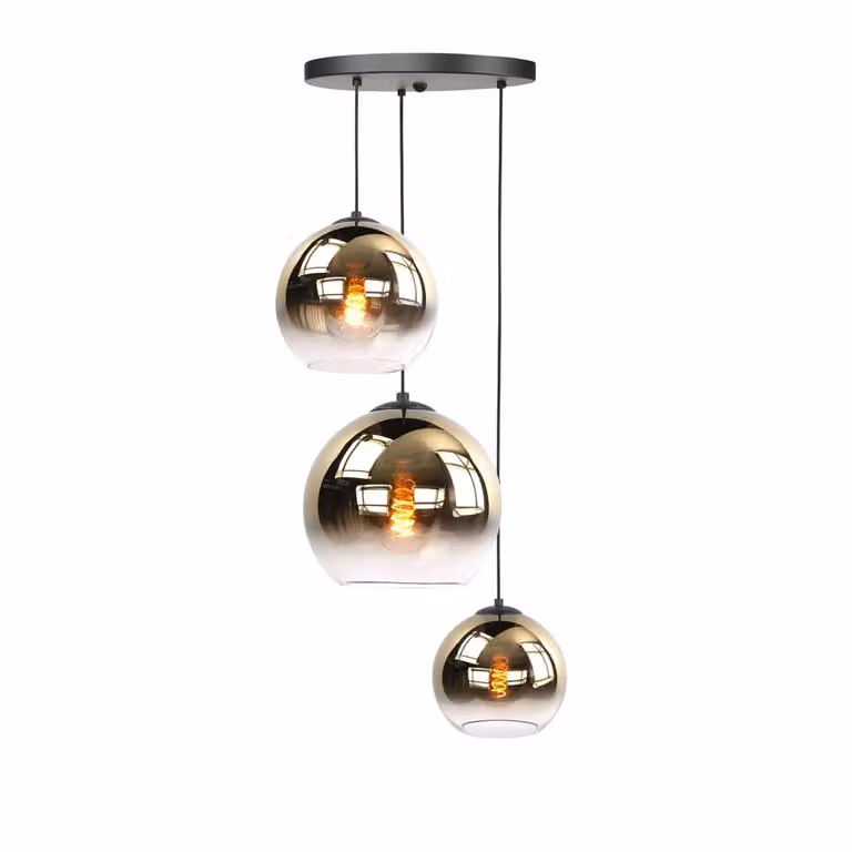 Highlight Fantasy 3-lichts hanglamp zwart en goud/messing