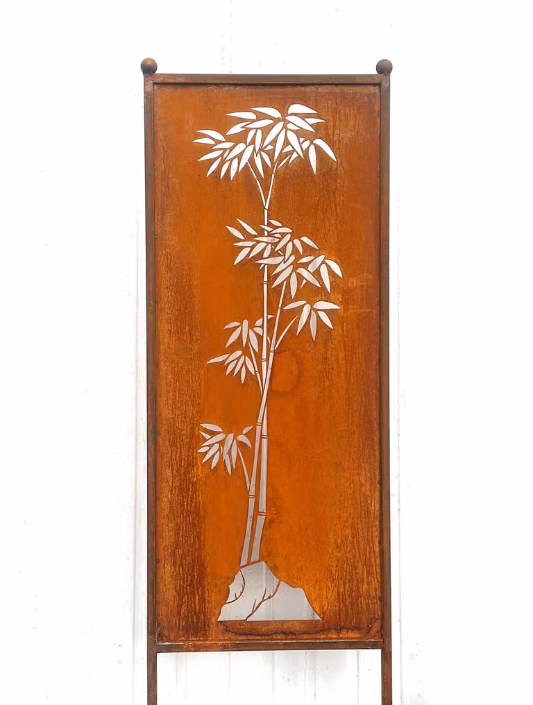 Steinfigurenwelt Gießen Edelroest privacy scherm met bamboedesign, B/D/H: 162 x 53 cm