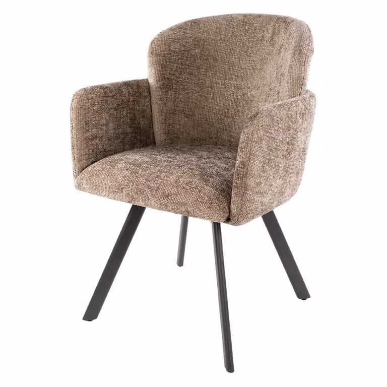 Set van 2 Nest of Nora Eetkamerstoelen Ami - Draaibaar met armleuning - Champagne