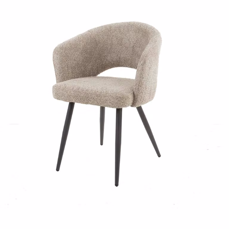 Set van 2 Nest of Nora Eetkamerstoelen Lowen met armleuningen - Bouclé zand