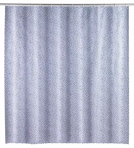 WENKO Douchegordijn Sevilla Blauw/Wit, Waterdicht PEVA, 180 x 200 cm