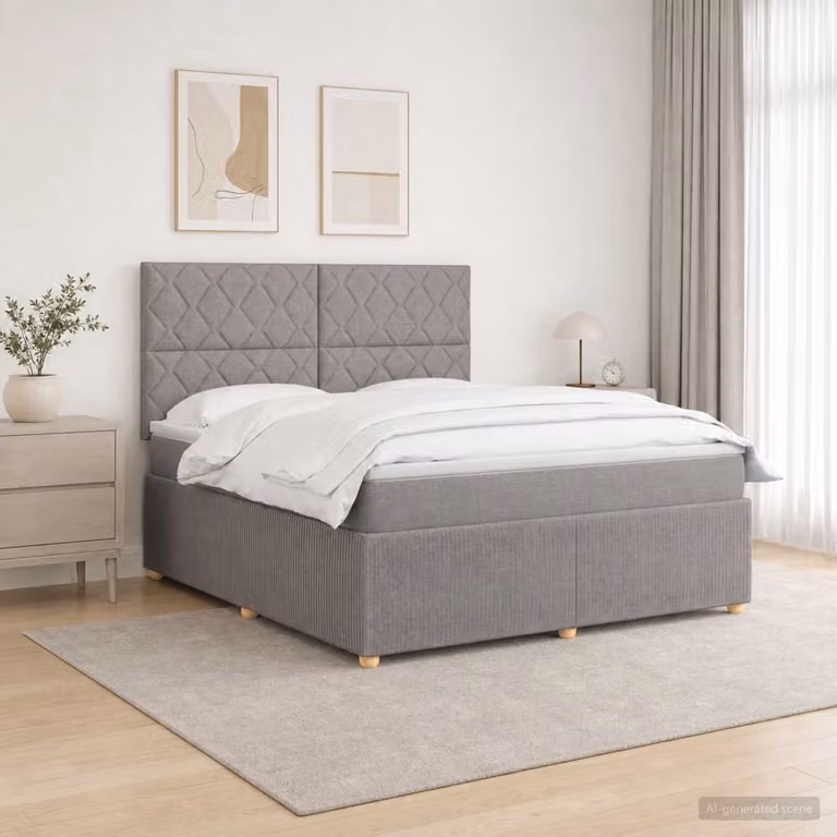 vidaXL Boxspringbed met matras en LED-onderbedverlichting, Taupe, 180 x 200 cm