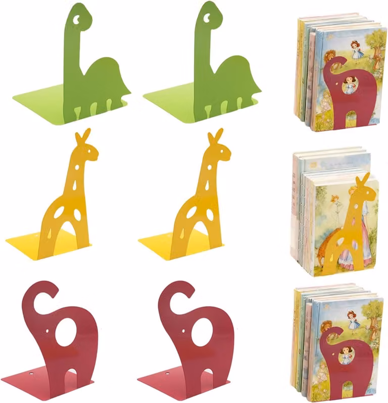 Set van 6 natuurlijke boekensteunen voor de kinderkamer
