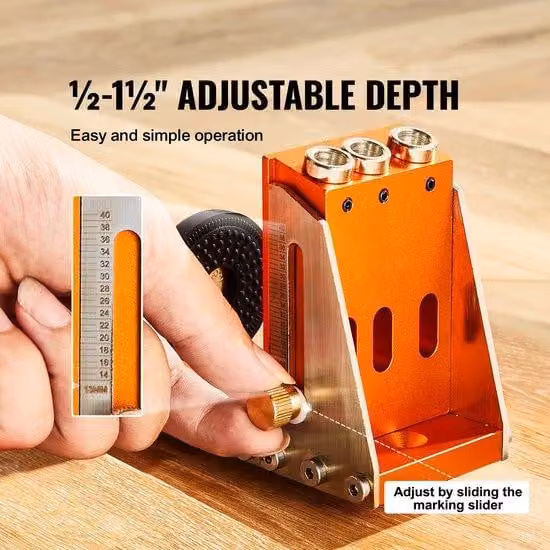 Vevor 30-delige pocketgat jig kit, verstelbaar systeem met trapboren en accessoires, oranje