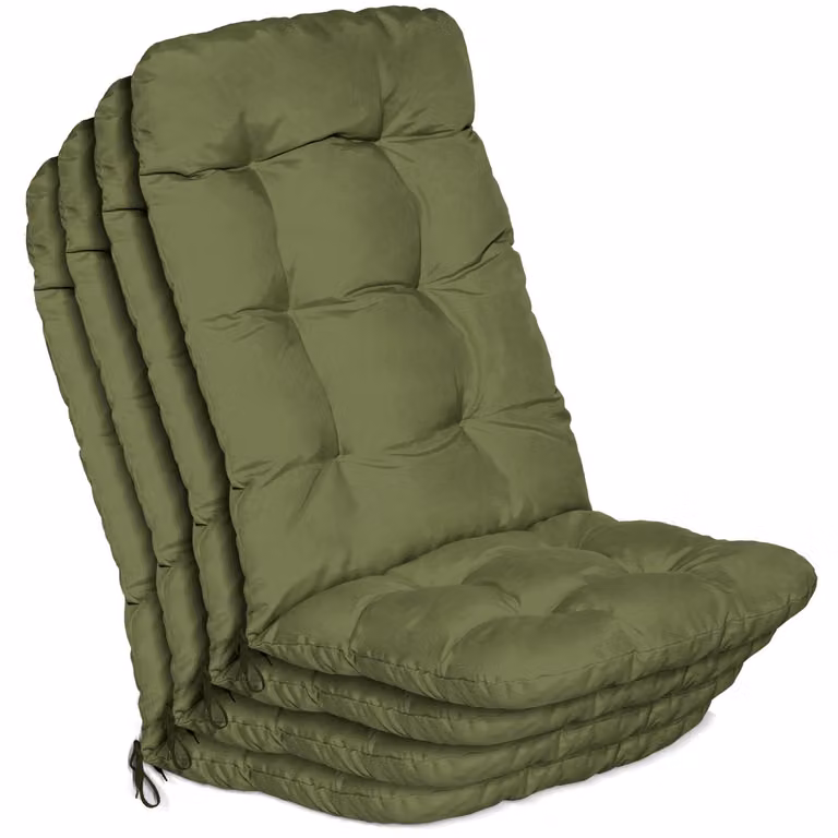 Beautissu Flair HL set van 4 rugleuningkussens met koordjes, olijgroen, B/D/H: 120 x 50 x 8 cm