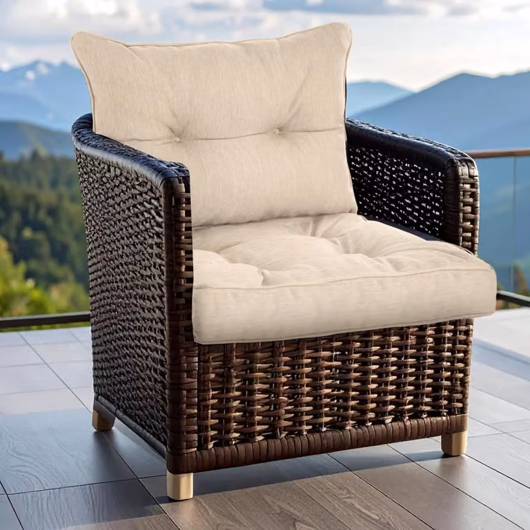 Waterbestendige polsterset voor tuinmeubels met zitkussen en rugkussen, Beige, Breedte: 60 cm, Breedte: 60 cm, Hoogte: 40 cm
