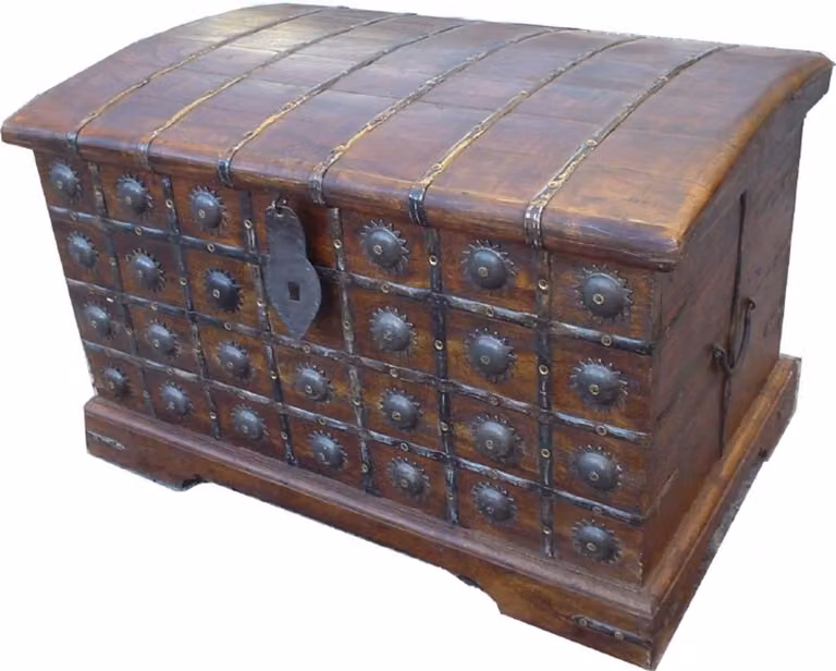 Handgemaakte Acaciahouten Opbergkist in Bruin - B/D/H: 68 x 45 x 42 cm