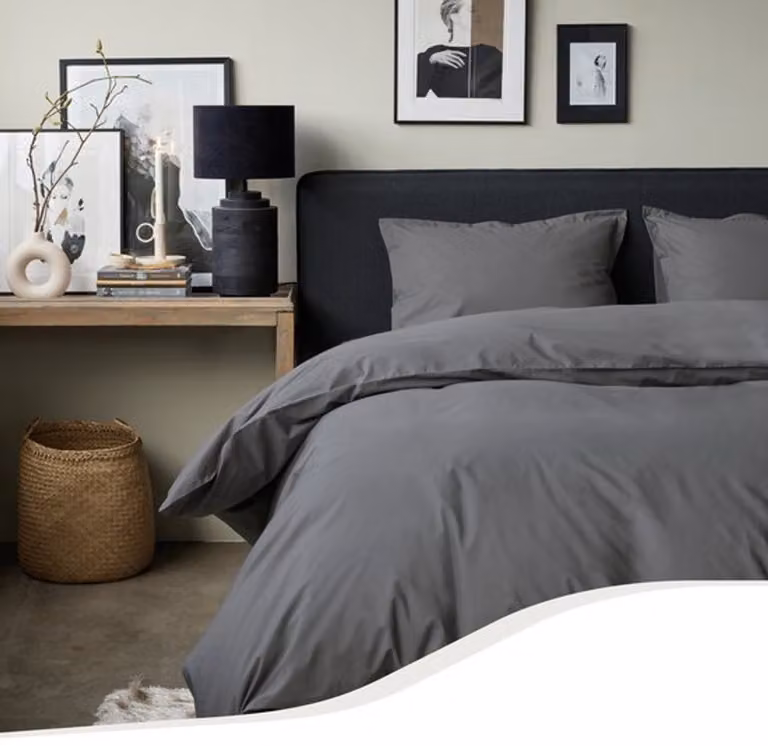 Home by TEMPUR Dekbedovertrek van 100% Egyptisch Katoen, Antraciet, 240 x 220 cm