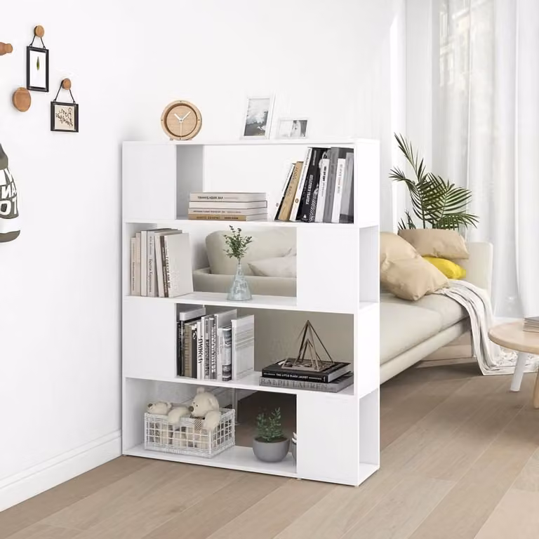 Witte boekenkast scheidingswand als kamerverdeler voor de woonkamer of home office, B/H: 100 x 124 cm