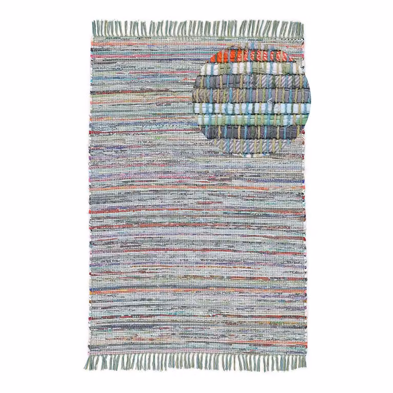 home24 Kelim Chindi katoenen vloerkleed groen/multicolor B: 60 cm, D: 110 cm