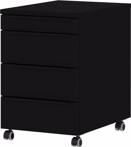 Germania rolcontainer zwart met wieltjes, B: 42 cm, H: 63 cm, D: 60 cm