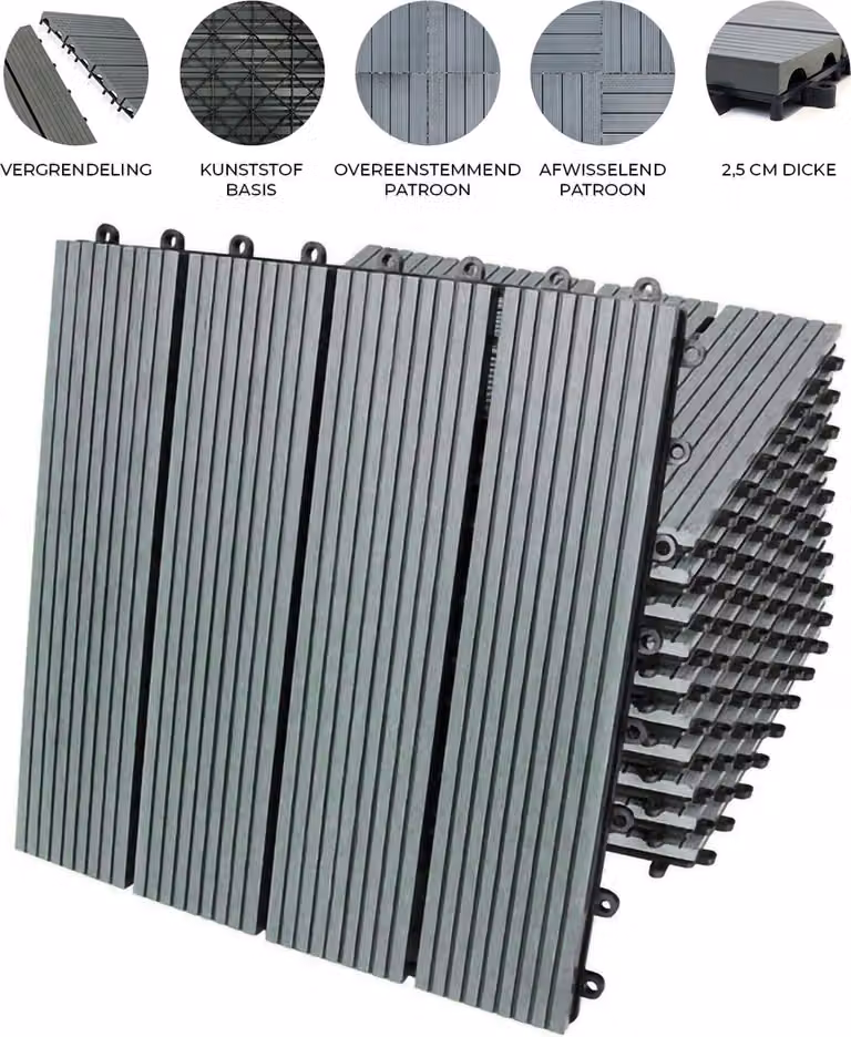 HKC Terrastegels Grijs 30 x 30 cm - 33 stuks