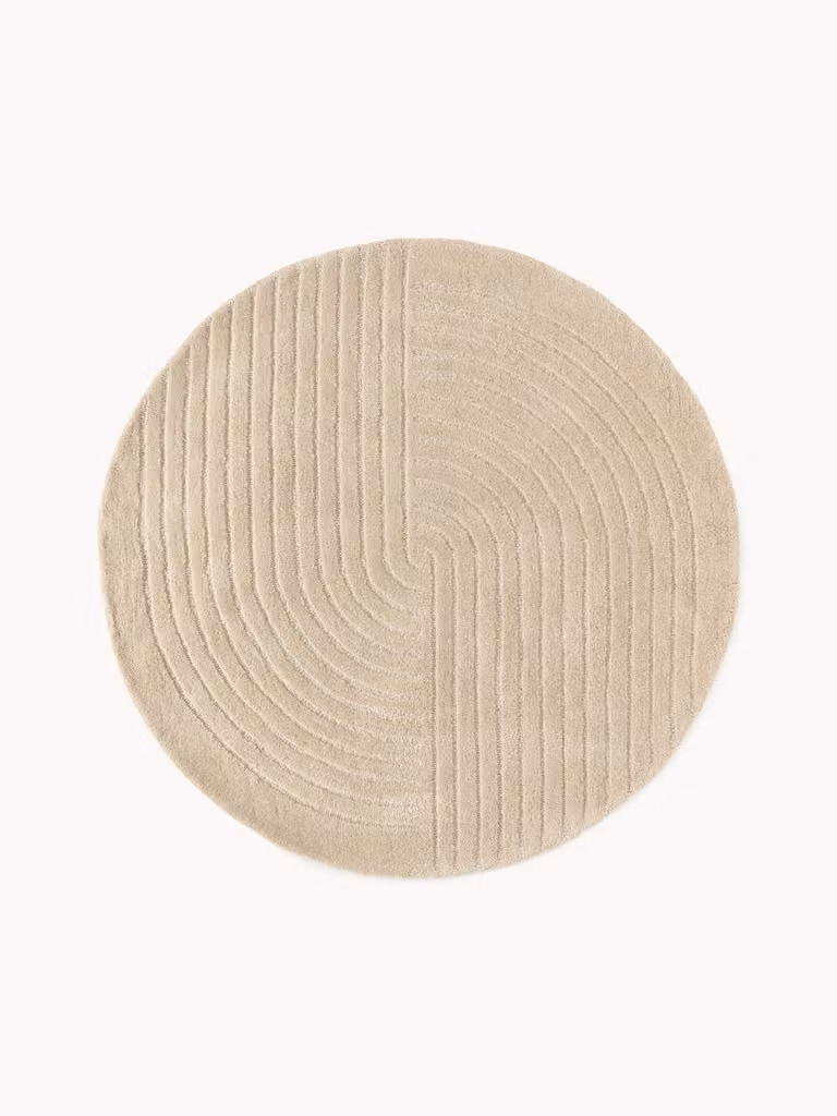 Westwing Collection Mason Rond Handgetuft Wollen Vloerkleed met Geometrisch Design