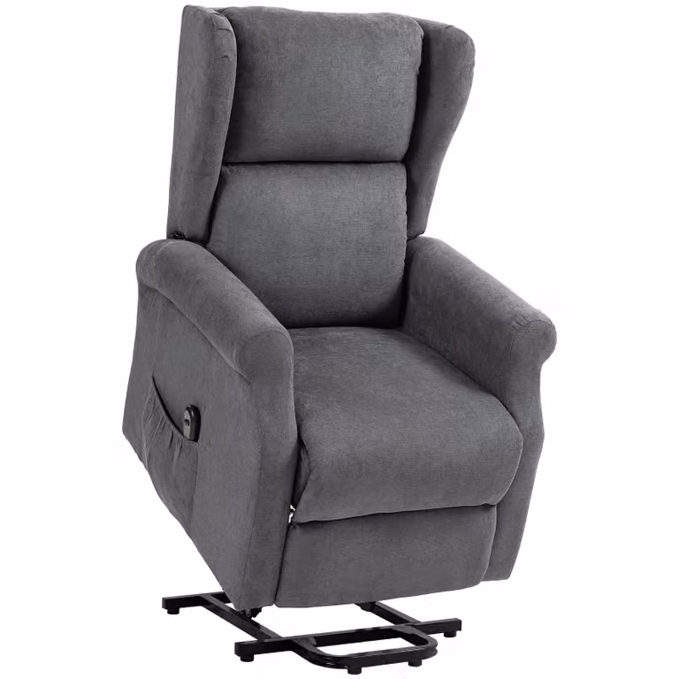 HOMCOM Elektrische Relaxfauteuil met Opstahulp en Ligfunctie, Donkergrijs, B/D/H: 72,5 x 94 x 109 cm