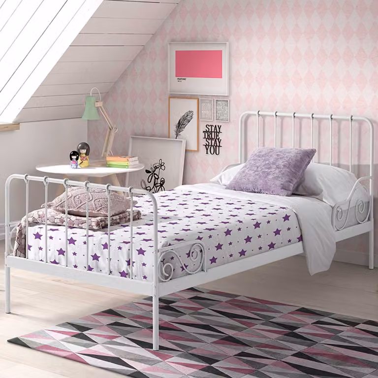 Vipack Alice Metalen Kinderbed met Lattenbodem - Wit - B/D: 90 x 200 cm