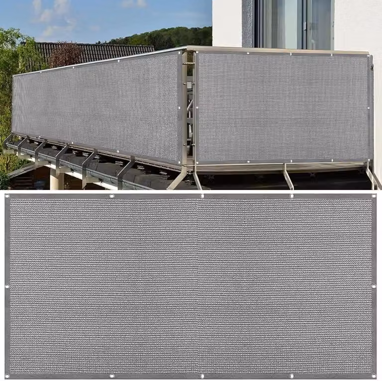 Lichtgrijs Balkon Privacyscherm met UV-bescherming, 115 x 150 cm