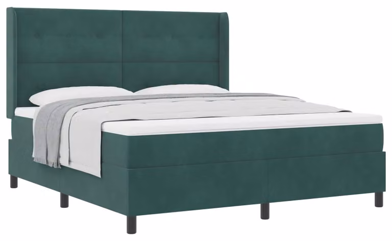 vidaXL Boxspringbed met hoofdeinde, donkergroen, 180 x 200 cm, fluweel