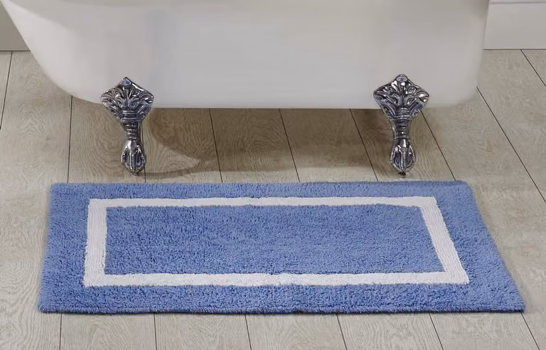Zachte katoenen badmat set voor in de badkamer - Blauw Wit - 60 x 100 cm
