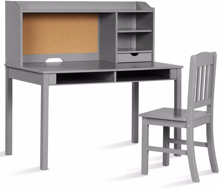 GranMaison Kinderbureau met stoel en activiteitentafel voor kinderen - Grijs