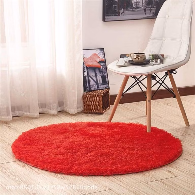 Rond Vloerkleed van Ultrazacht Polyester in Effen Kleur - Diameter: 200 cm