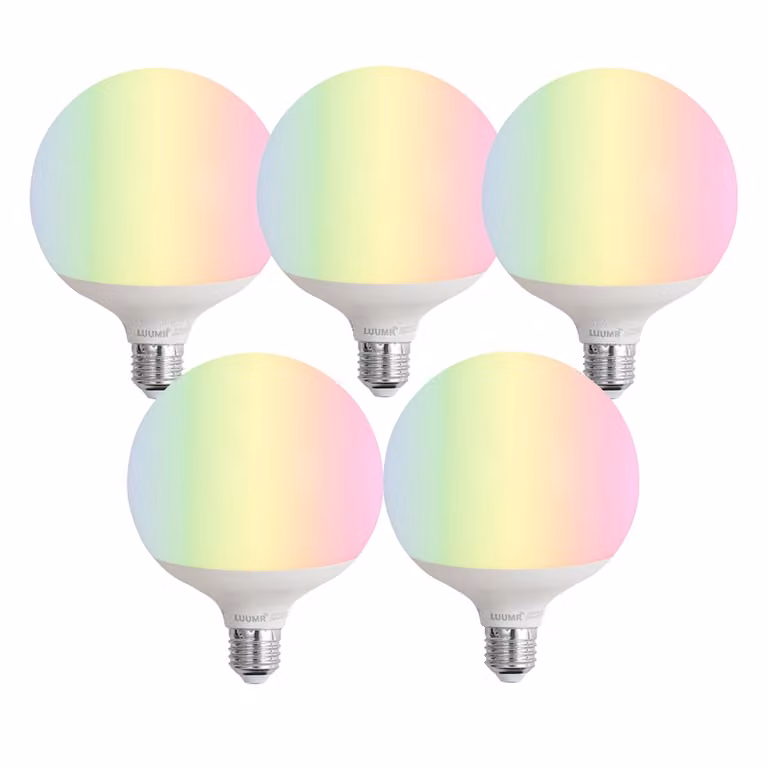 LUUMR Set van 5 Smart E27 LED Globe lampen RGBW 9W wit