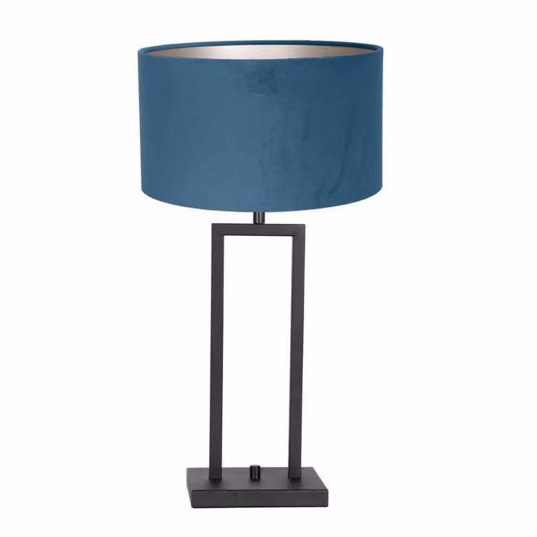 Steinhauer Schemerlamp Stanger met blauwe velvet kap en metalen voet