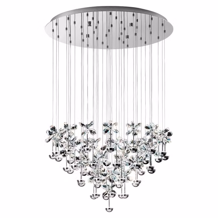 Eglo Pianopoli Design Hanglamp, Chroom en Grijs, Kristal en Roestvrij staal, Hoogte: 78 cm