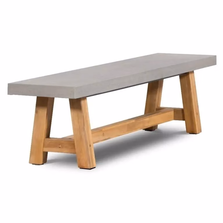 Veltis dining tuinbank met betonlook en hardhout, Breedte: 200 cm, Diepte: 45 cm