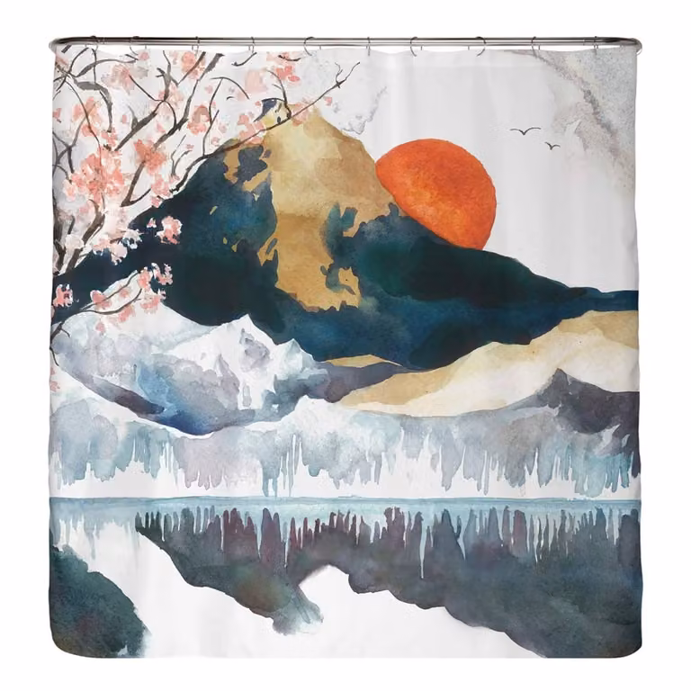 home24 Japan gerecycled douchegordijn microvezel multicolor B: 200 cm, H: 220 cm