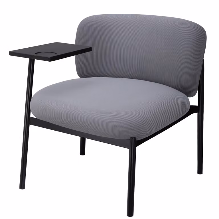 COMHOMA loungestoel modern design, grijze gestoffeerde oorfauteuil met metalen poten