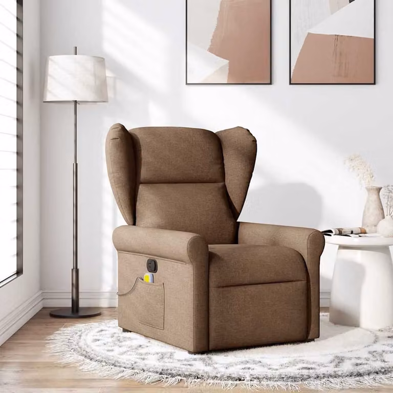 vidaXL Massagestoel voor volwassenen, verstelbare relaxrecliner, bruin stof