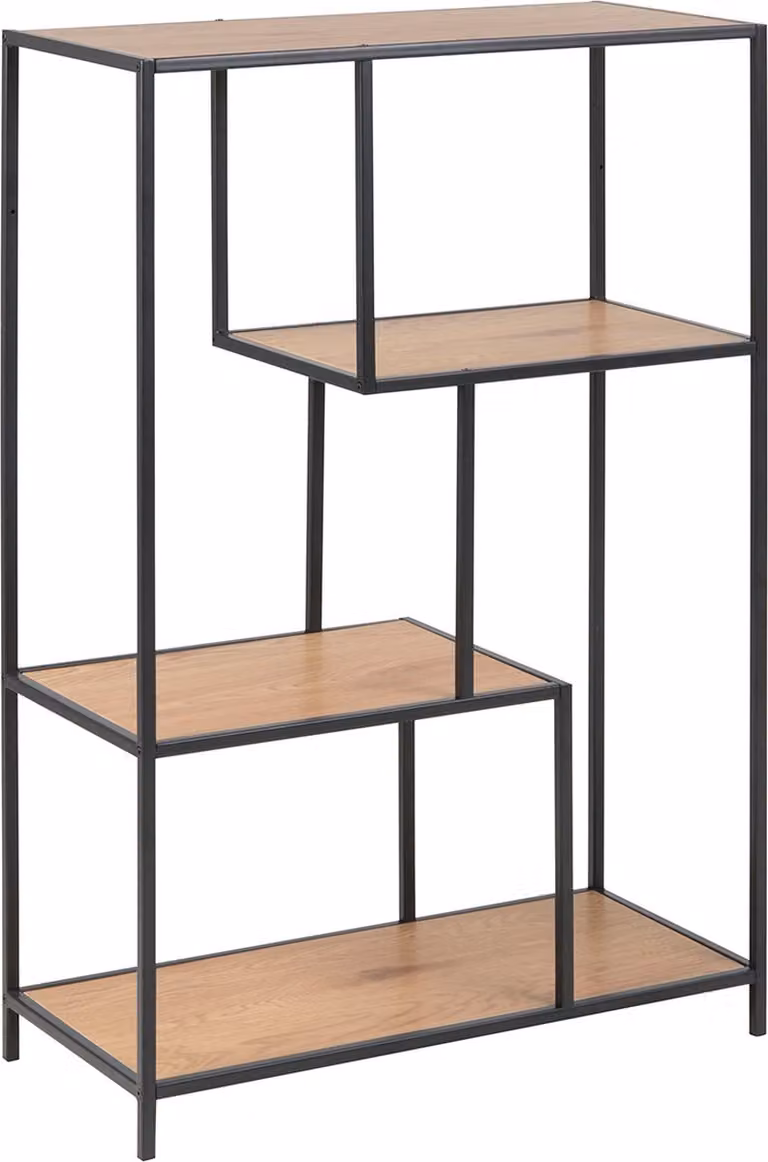 Lisomme Vic Boekenkast Naturel - Industrieel - Metaal en Hout - B/D/H: 77 x 35 x 144 cm