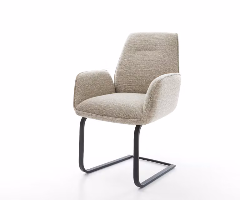 DELIFE Sledemodel Zoa-Flex bank met geweven beige stof en zwarte pocketveer kern