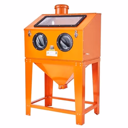 VEVOR Zandstraalcabine van 90 gallon met stofafzuigsysteem en onderstel, roestvrij staal, oranje/transparant