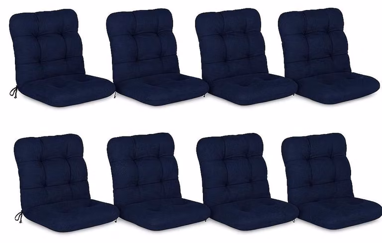 Beautissu Flair NL 8-delige set lage rugleuning kussens met koordsluiting, donkerblauw, B/D/H: 100 x 50 x 8 cm
