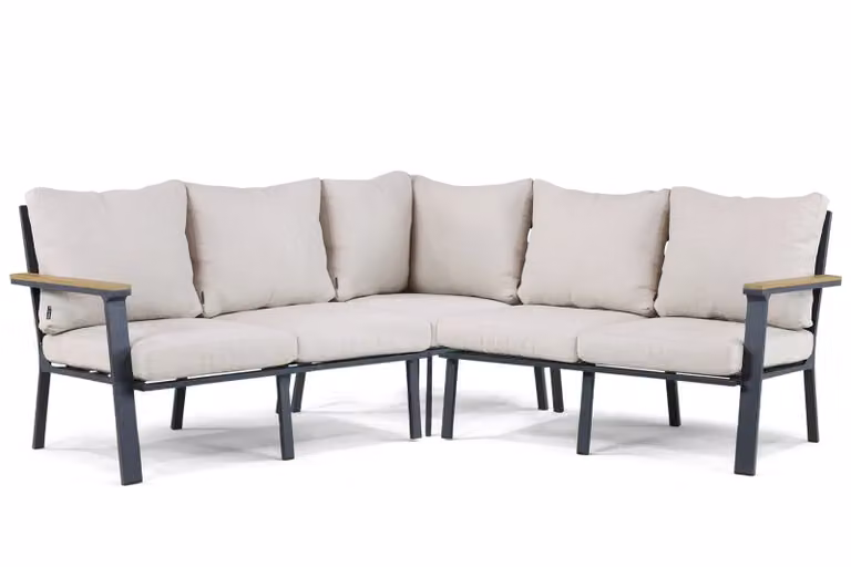 Lifestyle Garden Furniture Santiago 3-delige hoek loungeset met kussens, antraciet/grijs, aluminium