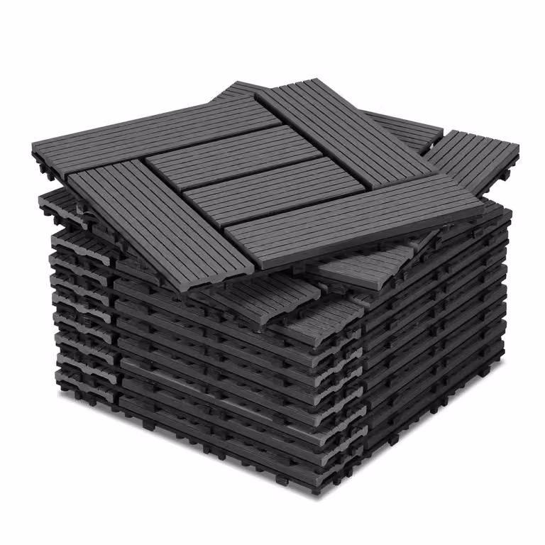 Set van 3 m² WPC Terrastegels met Click-systeem, Antraciet, 30 x 30 cm