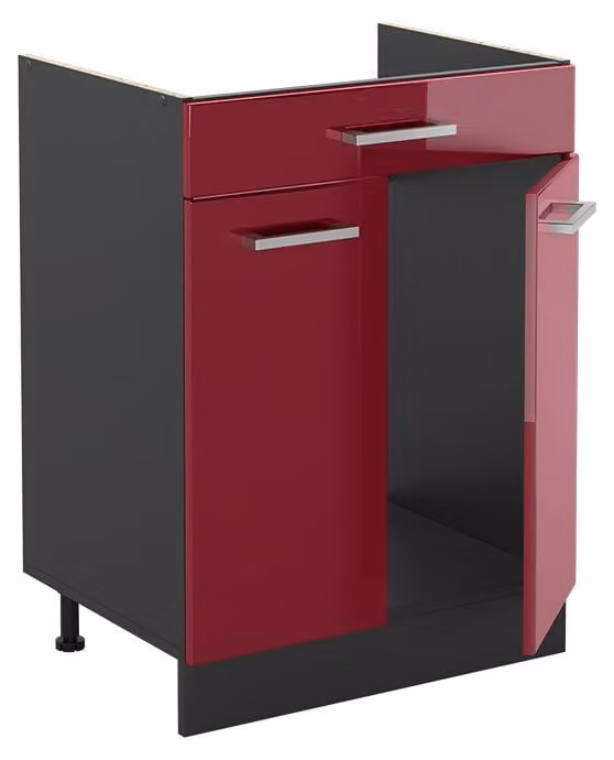 Vicco R-Line Keukenonderkast Rode hoogglans/Antraciet met lade, Model 61089