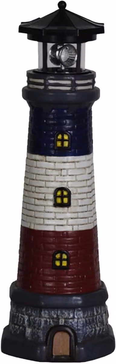 Zonne-energie Tuin Vuurtoren Decoratie Licht Zwart, Hoogte: 37.5 cm