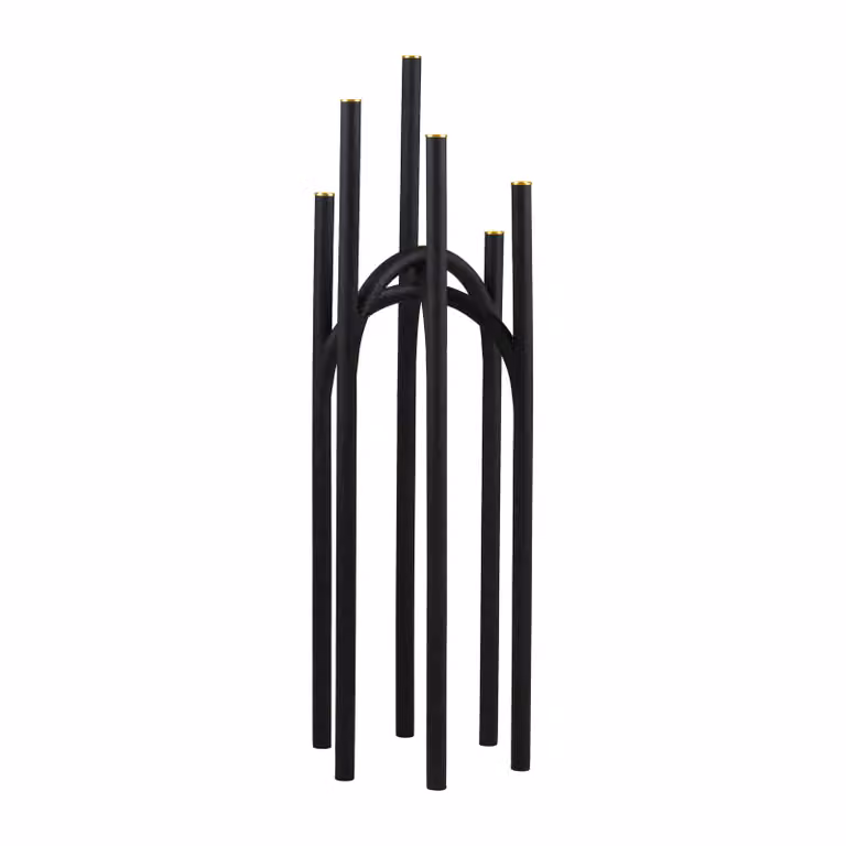 AYTM Angui kandelaar Zwart-goud, Hoogte: 92 cm