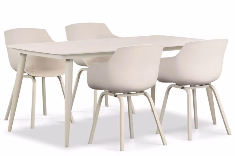 Lifestyle Garden Furniture Salina/Vienna eettafelset van gepoedercoat aluminium met beige tafelblad, 180 cm