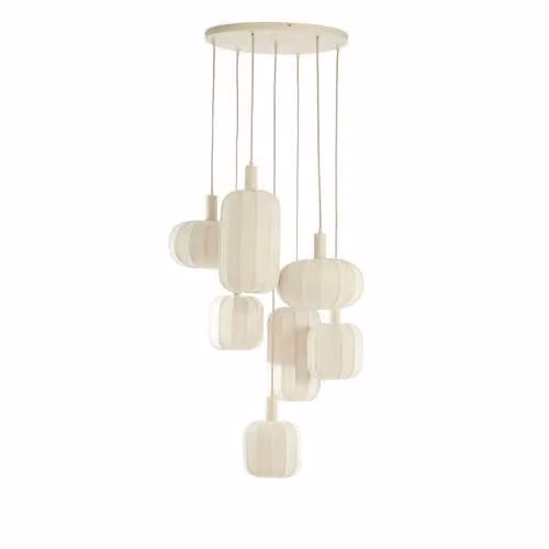 Light & Living Hanglamp Tufia 7-lichts Beige Rond B: 53 cm, H: 34 cm