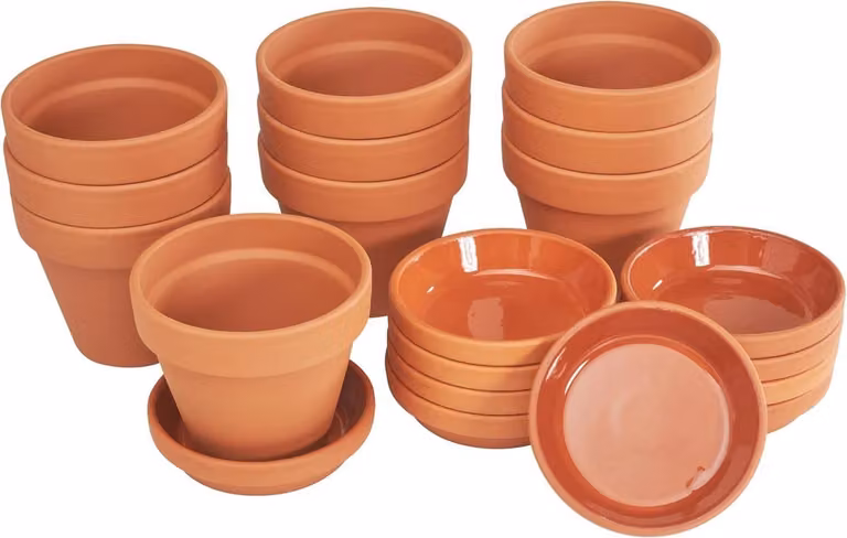 Terracotta Bloempot met Onderzetters - 10 Paar - Diameter: 14 cm