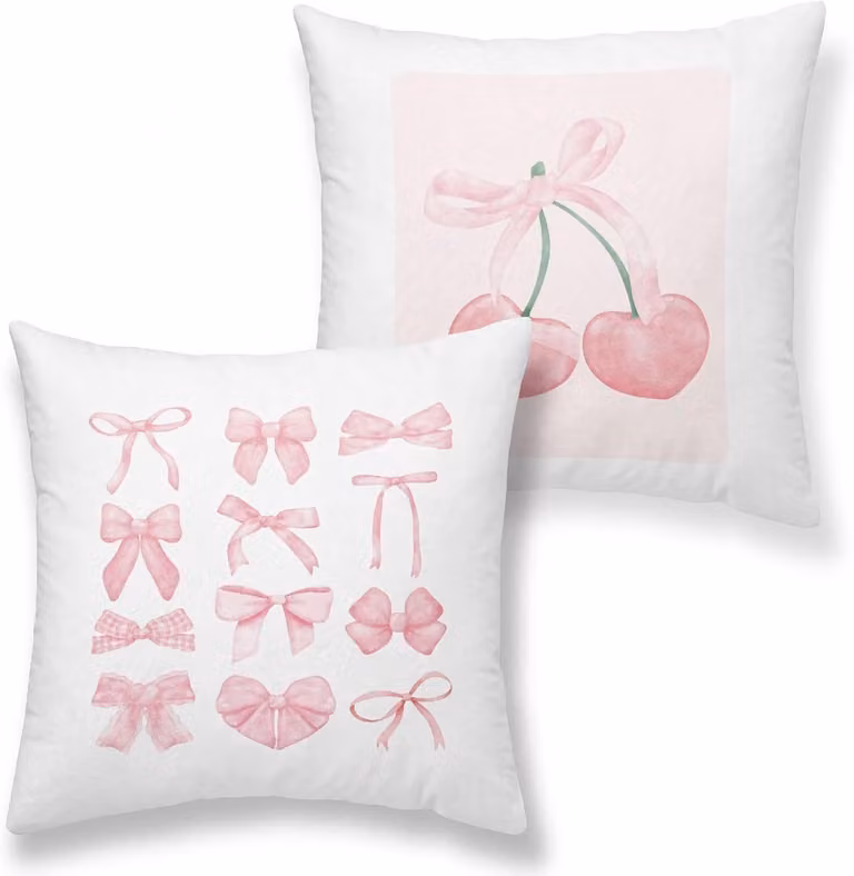 Roze Coquette Preppy Sierkussens 18 x 18 cm - Trendy Esthetische Kussenslopen voor Meisjeskamer en Sofa