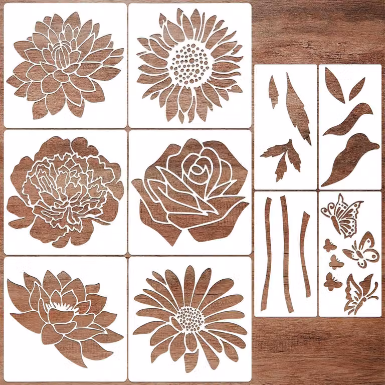 Herbruikbare bloemsjablonen van 30 cm voor decoratie van houten meubels en in de tuin