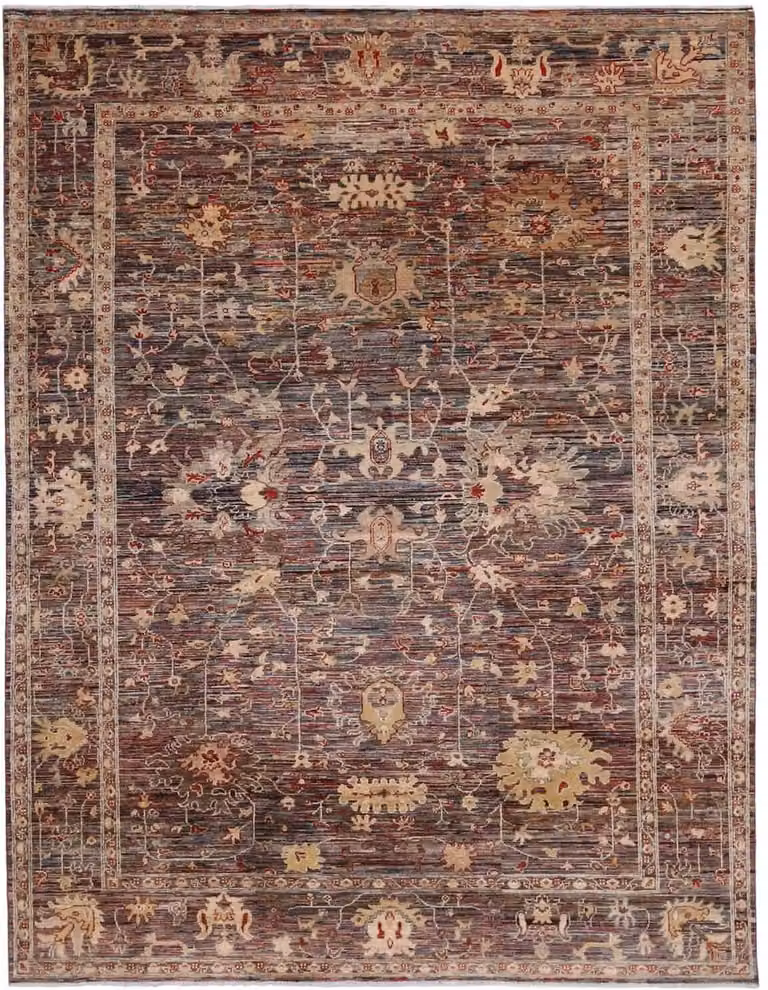 Handgeknoopt Geometrisch Afghaans Art Deco Wol Vloerkleed - Bruin/Multicolour - B: 345 cm, D: 248 cm