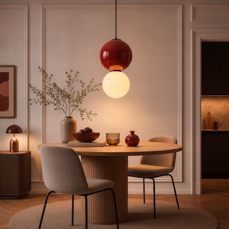 Lyora Hanglamp Noesis rond bordeaux rood en wit Ø 25cm