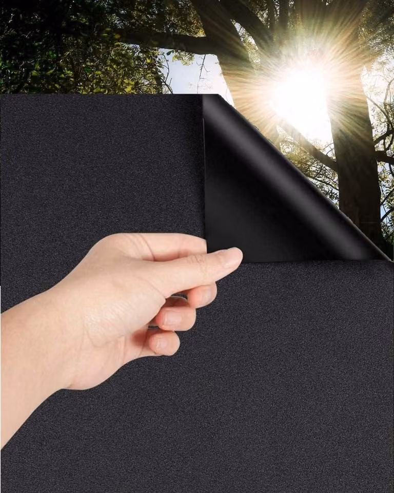 Zwarte privacy raamfolie voor volledige verduistering zonder lijm, 44,5 x 300 cm